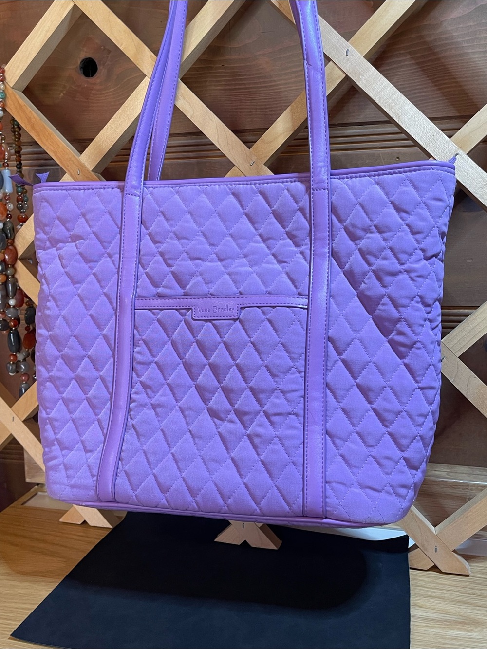 Vera Bradley Monochromatic Wisteria Purple Tote /Large Quilted Performance Twill - Picture 14 of 16